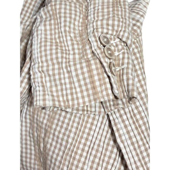 CAbi Blazer Jacket Womens SIze M Tan White Plaid Seersucker - Picture 9 of 13
